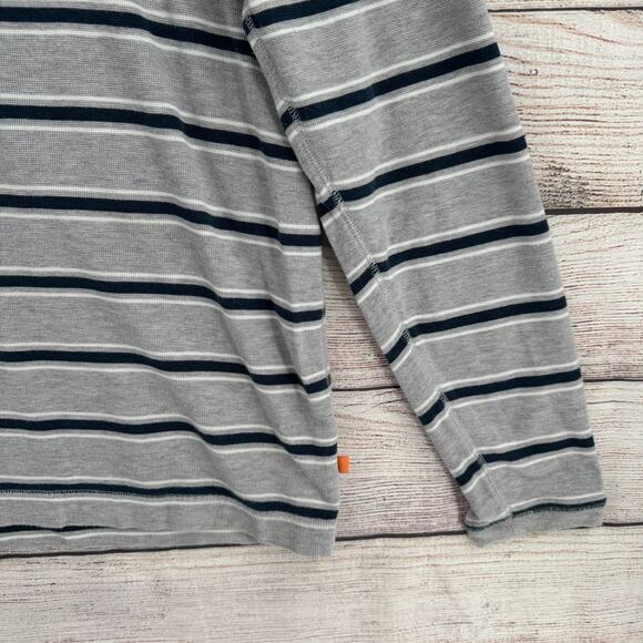 QuikSilver Striped Knit Long Sleeve Thermal Shirt Mens XXL Gray Blue Waterman - Picture 6 of 13